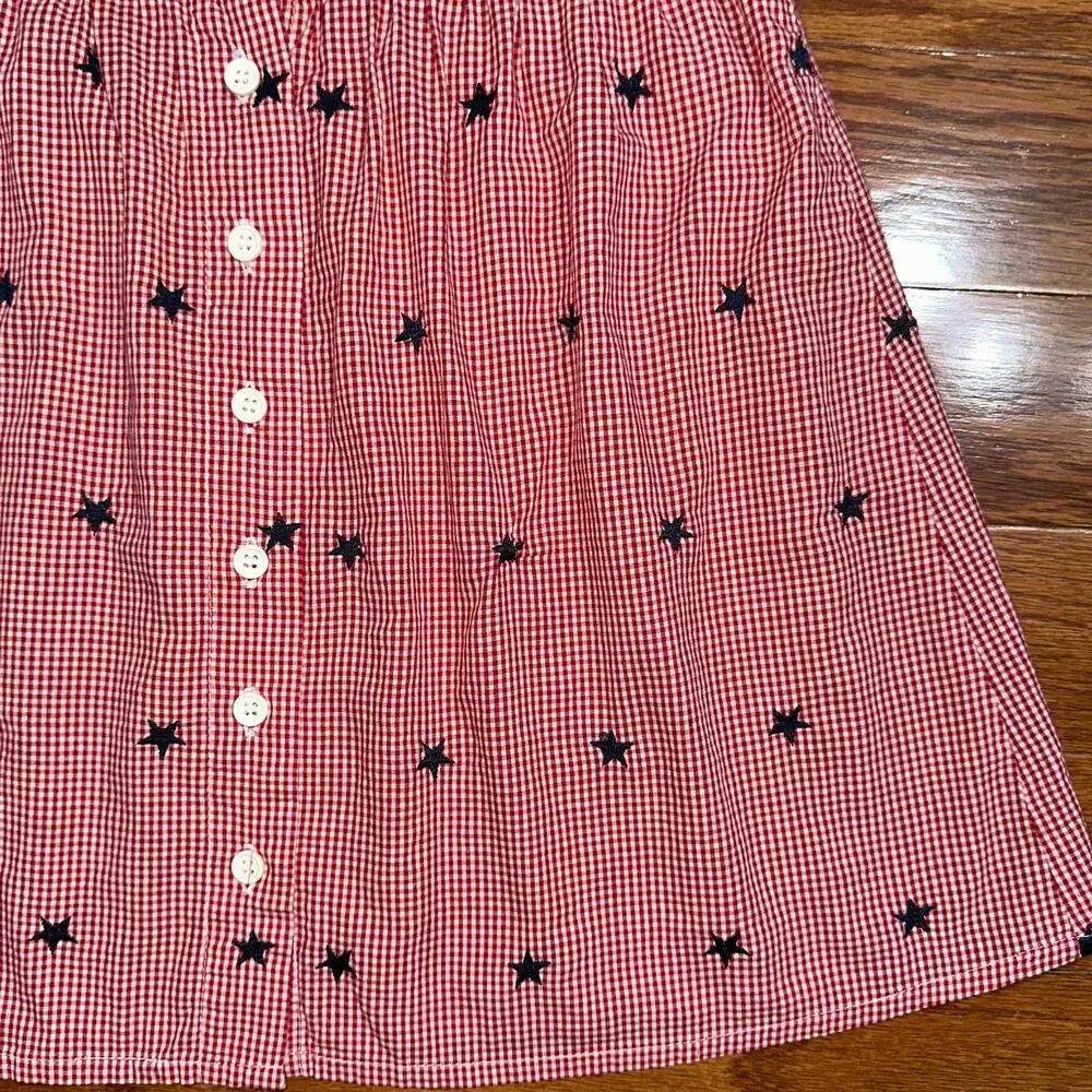 Vintage Toffee Apple Girls Red Gingham Patriotic Star Sailor Collar Dress Size 5